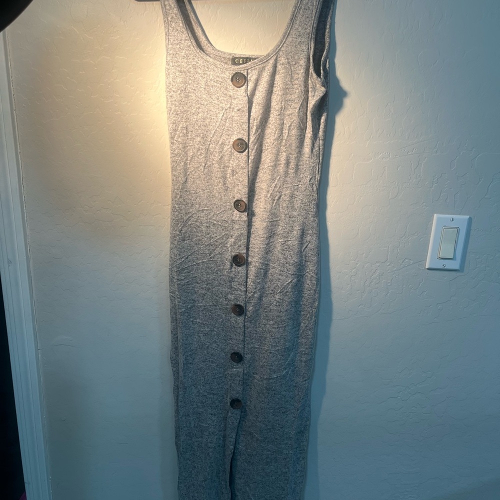 Gray Button-Down Sleeveless Dress